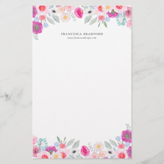 Watercolor-bunte Anemonen personalisiert Briefpapier (Vorderseite)