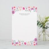 Watercolor-bunte Anemonen personalisiert Briefpapier (Stehend Vorderseite)