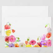 Watercolor-bunte Mohnblumen-Blumen Briefpapier (Vorne/Hinten)