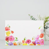 Watercolor-bunte Mohnblumen-Blumen Briefpapier (Stehend Vorderseite)