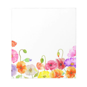 Watercolor-bunte Mohnblumen-Blumen Notizblock