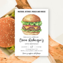 Watercolor Burger Party Geburtstag