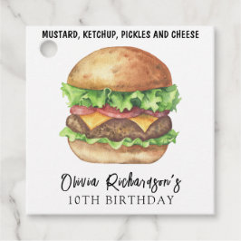 Watercolor Burger Party Geburtstag Geschenkanhänger