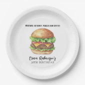 Watercolor Burger Party Geburtstag Pappteller (Vorderseite)