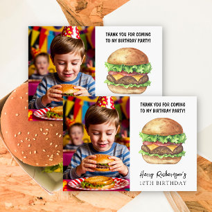 Watercolor Burger Party Geburtstag Vielen Dank Dankeskarte