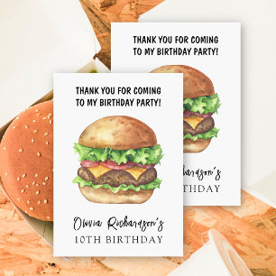 Watercolor Burger Party Geburtstag Vielen Dank Dankeskarte