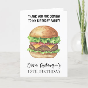 Watercolor Burger Party Geburtstag Vielen Dank Dankeskarte
