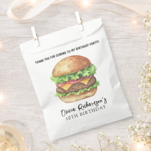 Watercolor Burger Party Geburtstag Vielen Dank Geschenktütchen