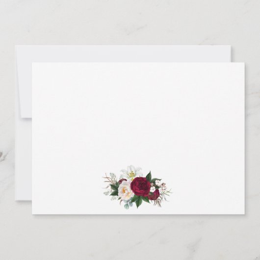 Watercolor Burgund Blumengrün Wedding B Dankeskarte (Rückseite)