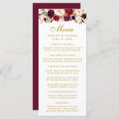 Watercolor Burgund Blumenzwiebelmenü Menükarte (Vorne/Hinten)