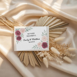 Watercolor Burgund Rose Hochzeit Dankeschön Karte
