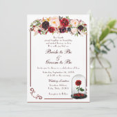 Watercolor Burgund Rote Rose Hochzeit Einladung (Stehend Vorderseite)