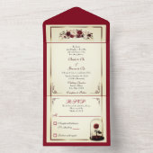 Watercolor Burgund Rote Rose Hochzeit Einladung (Innen Boden)