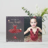 Watercolor Burgund Tutu Tanz Erwägung Einladung (Stehend Vorderseite)
