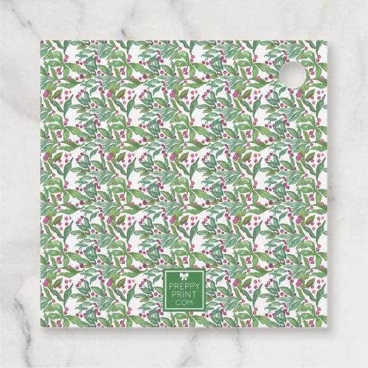 Watercolor Burgundy Amaryllis Weihnachtsgeschenk Geschenkanhänger (Rückseite)