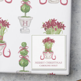 Watercolor Burgundy Amaryllis Weihnachtsgeschenk Mitteilungskarte