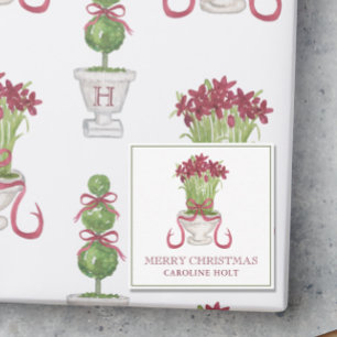 Watercolor Burgundy Amaryllis Weihnachtsgeschenk Mitteilungskarte