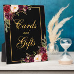 Watercolor Burgundy Black Gold Hochzeitskarten Ges Fotoplatte<br><div class="desc">Aquarellfarbene Hochzeitskarten für das Burgundy Black & Gold geben Tafel Plaque</div>