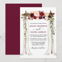 Watercolor Burgundy Bloral Wedding Canopy