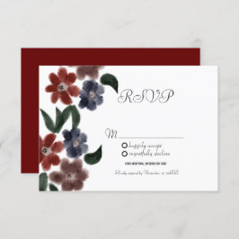 Watercolor Burgundy Blue Vintag Floral Kraft UAWG Einladung