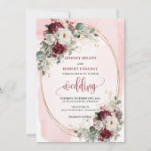 Watercolor Burgundy Blush Wedding Invitation Suite Einladung (Vorderseite)