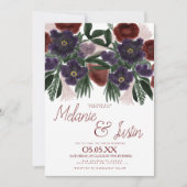 Watercolor Burgundy Bold Bouquet BlumenWedding Einladung (Vorderseite)