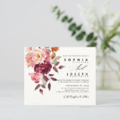 watercolor Burgundy Bouquet Floral Wedding (Stehend Vorderseite)