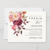 watercolor Burgundy Bouquet Floral Wedding (Vorderseite)