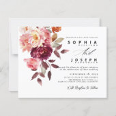watercolor Burgundy Bouquet Floral Wedding (Vorderseite)