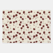 Watercolor Burgundy Cherries – Modern - Valentine Geschenkpapier Set (Vorderseite)