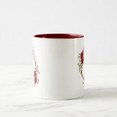 Watercolor Burgundy Floral Elegantes Monogramm Zweifarbige Tasse (Mittel)