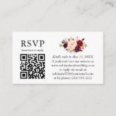 Watercolor Burgundy Floral Foto Wedding QR UAWG Begleitkarte (Vorderseite)