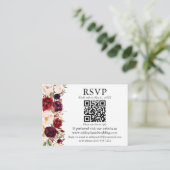 Watercolor Burgundy Floral QR UAWG Wedding Begleitkarte (Stehend Vorderseite)
