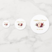 Watercolor Burgundy Floral Wedding Gold Konfetti (Vorderseiten)