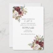 Watercolor Burgundy Floral Wedding Invitation Einladung (Vorderseite)