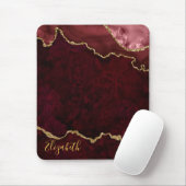 Watercolor Burgundy Gold Marble Geode Agate Mousepad (Mit Mouse)