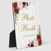 Watercolor Burgundy Gold Wedding Foto Booth Fotoplatte (Seite)
