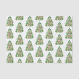 Watercolor Burgundy & Green Weihnachtsbaum Seidenpapier