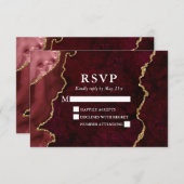 Watercolor Burgundy Marble Agate Geode Wedding RSVP Karte (Vorne/Hinten)
