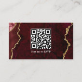 Watercolor Burgundy Marble Wedding RSVP QR Back Begleitkarte (Rückseite)
