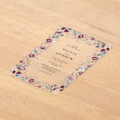 Watercolor Burgundy Navy Blue Floral Wedding Acryleinladungen (Ablage )