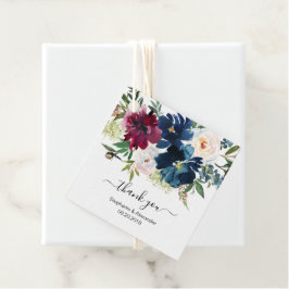 Watercolor Burgundy Navy Blume Hochzeit Vielen Dan Geschenkanhänger