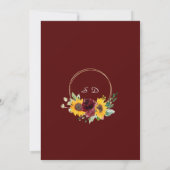 Watercolor Burgundy Sonnenblumen Gold Baby Dusche Einladung (Rückseite)