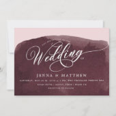 Watercolor Burgundy Wash Moderne Hochzeit Einladung (Vorderseite)