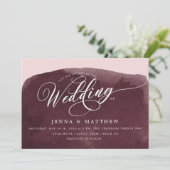Watercolor Burgundy Wash Moderne Hochzeit Einladung (Stehend Vorderseite)