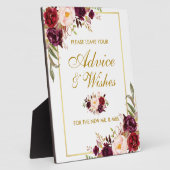 Watercolor Burgundy Wedding Advice and Wishes Fotoplatte (Seite)