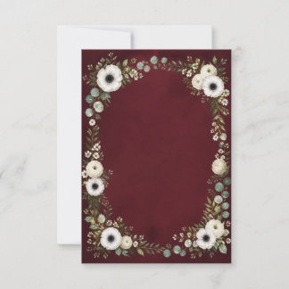 Watercolor Burgundy Wedding RSVP Card Karte