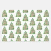 Watercolor Burgundy Weihnachtsbaum Geschenkpapier Set (Vorderseite)