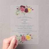 Watercolor Burgundy Yellow Roses Blue  Acryleinladungen (Insitu (Handheld))