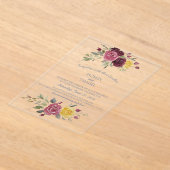 Watercolor Burgundy Yellow Roses Blue  Acryleinladungen (Ablage )